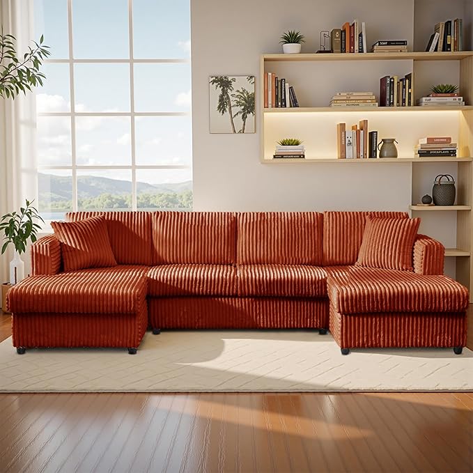 123" U-Shaped Modular sectional Sofa, Two L-Shape Chaise with 2 Cloud Couch sectional with Two Pillows, couches for Living Room(Darkbrown)