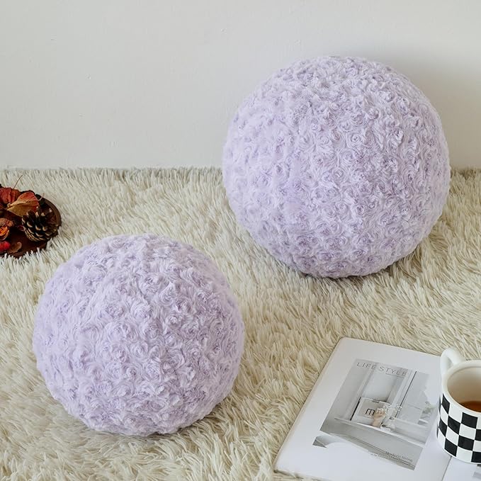 Ball Pillow, Decorative Round Pillow for Couch n, Circle Throw Pillows, Perfect Ball Pillows for Couch, Stylish Decorative Pillows, Versatile Round Throw Pillow (Lavender Purple, Medium-11.8 Inches)