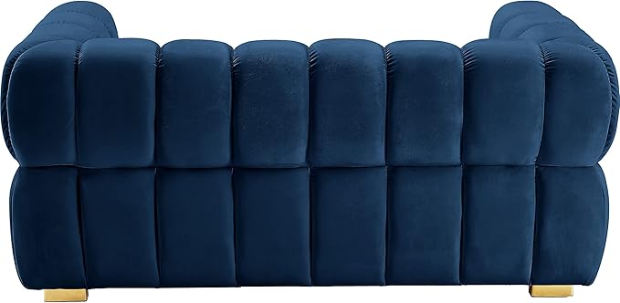 Meridian Furniture 670Navy-L Gwen Collection Modern | Contemporary Velvet Upholstered Loveseat with Deep Biscuit Tufting