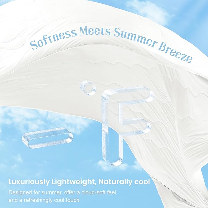 Love's cabin Cooling Comforter Queen Size, Double Sided Cooling Blankets for Hot Sleepers, Q-Max>0.4 Instant Cool-to-Touch, 2X Breathable & Moisture-Wicking, Oeko-TEX Certified, 90"x90" White