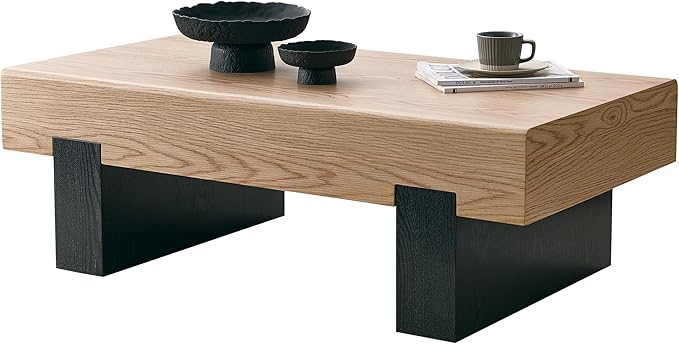 Modern Wood Coffee Table with Storage Farmhouse Coffee Tables for Living Room Rustic Wooden Center Table Natural Wood