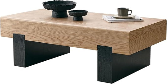 Modern Wood Coffee Table with Storage Farmhouse Coffee Tables for Living Room Rustic Wooden Center Table Natural Wood