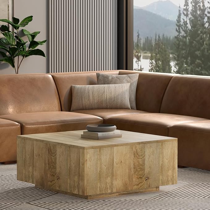SIMPLIHOME Rex Corner Sofa Module in Full-Grain Genuine Leather, Caramel Brown, 38-inches Wide, Handcrafted Modern-Style Corner Accent Chair for Living Room and Family Room