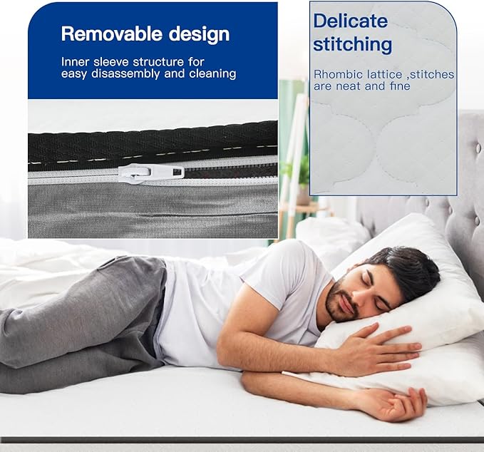 PayLessHere | 6 Inch King Mattress | Medium Firm Hybrid Mattress | White | with High-Density Foam and Breathable Cover | Pocket Spring Design, Pressure Relief | Bed in a Box, CertiPUR-US Certified
