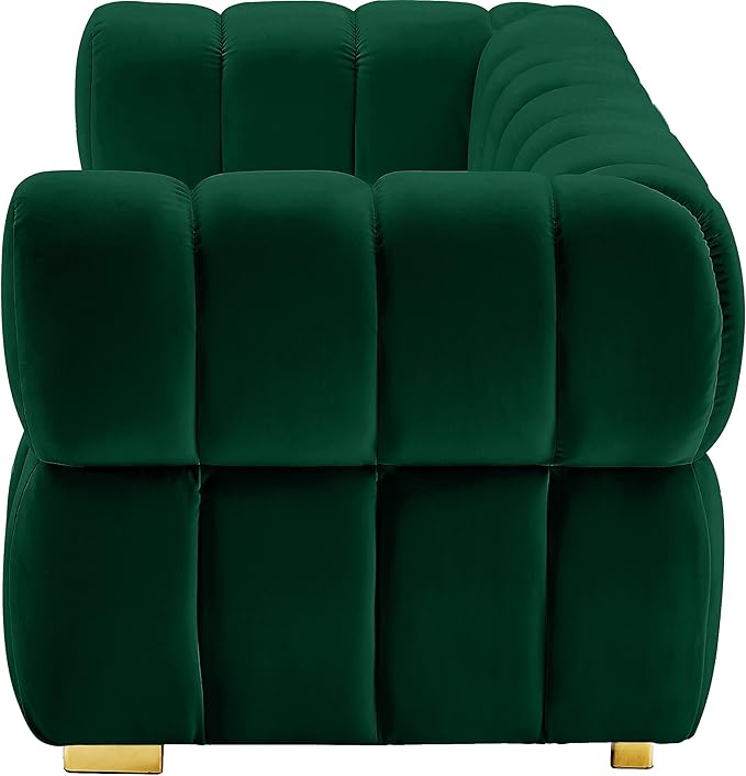 Meridian Furniture 670Green-L Gwen Collection Modern | Contemporary Velvet Upholstered Loveseat with Deep Biscuit Tufting