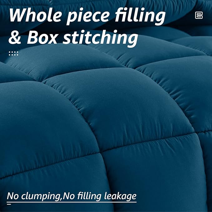 HYLEORY All Season California King Size Bed Comforter - Cooling Down Alternative Quilted Duvet Insert with Corner Tabs - Winter Warm - Machine Washable - Teal