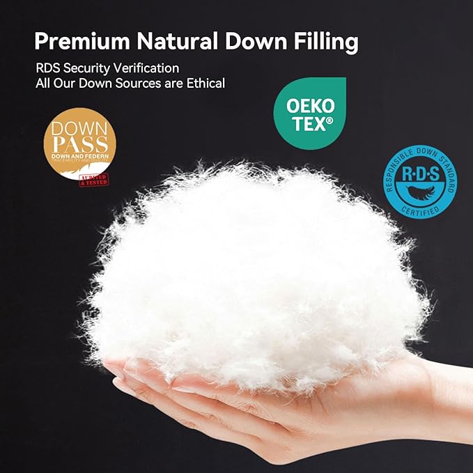 Ousidan Goose Feather Down Fiber Comforter Cal King Size,100% Organic Cotton Duvet Insert,All-Season Luxury Duvet Insert with Baffle Box Design, 700+Fill Power Hotel Collection Bedding Comforter