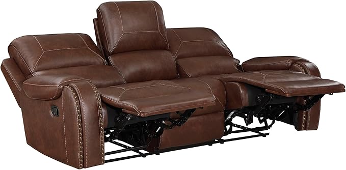 Lexicon Monet 3-Piece Manual Reclining Living Room Sofa Set, Brown