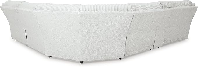 Signature Design by Ashley Top Tier Modern Left-Arm Facing 6-Piece Reclining Sectional with Chaise, Armrest, Throw Pillows and Storage, Light Gray