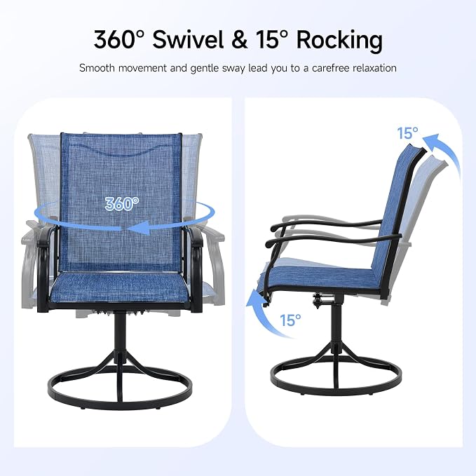 Outdoor Swivel Dining Chairs Set of 2, Textilene Patio Swivel Chair All Weather Outdoor Dining Chairs 360 Degree Rotating Metal Patio Rocking Chair for Lawn, Porch, Garden, Backyard, Poolside - Image 4