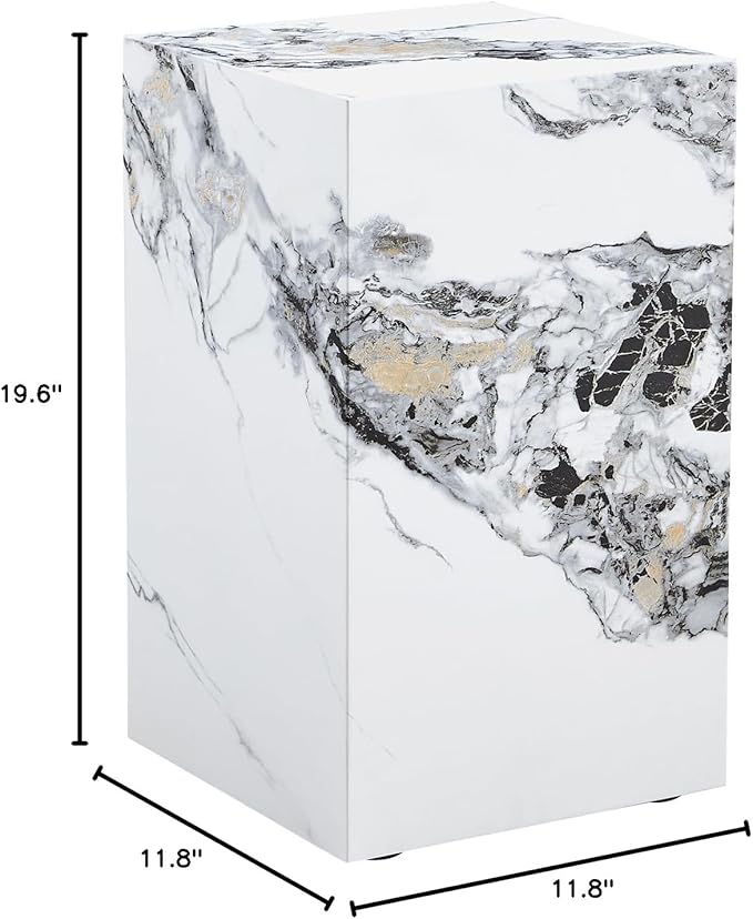 Cube End Table Wood Grain - Modern Side Table for Living Room, Contemporary Nightstand Sofa Table for Home, No Assembly