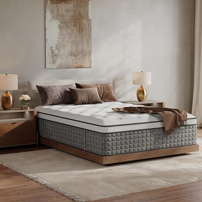 Queen Size Mattress, Medium Firm 14 Inch Hybrid Mattress Queen Size in a Box - Memory Foam & Pocket Springs for Back Pain Relief, Fiberglass Free, Motion Isolation, CertiPUR-US & OEKO-TEX Certified