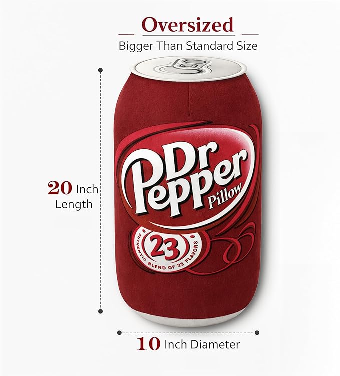 Doctor Pepper Pillow (20” x 10”) Oversized Throw Pillow – Cute Stuff for Home Decor & Room Decor Aesthetic | Soft & Cute Pillow for Room Decor | Funny Gifts for Soda Lovers.