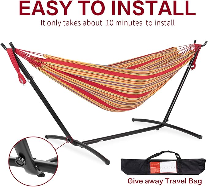 PNAEUT Hammocks and Stand Double (Red) - Image 8