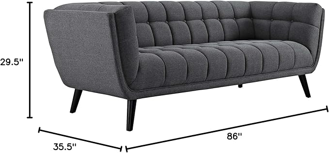 Modway Bestow Upholstered Fabric Button-Tufted Sofa In Gray