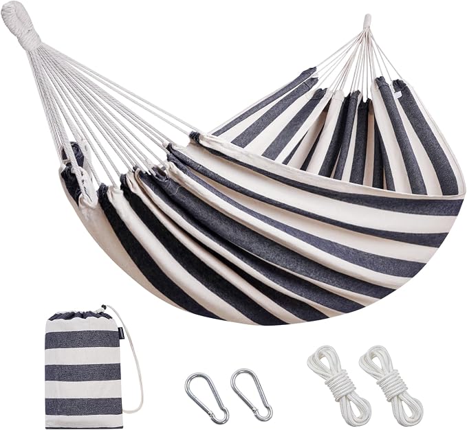 INNO STAGE Brazilian Hammock with Tree Straps - Cotton Hammocks Portable Hammock with Carry Bag for Backyard, Porch, Outdoor and Indoor Use by INNOSTAGE