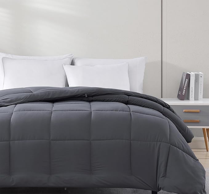 Casa Platino Gray Comforters Twin XL Size - Super Soft Duvet Insert with 8 Durable Tabs - Comfy & Cozy All Season Twin XL Size Quilted Bedding Comforter - Premium Down Alternative Fill - 66"x88", Gray
