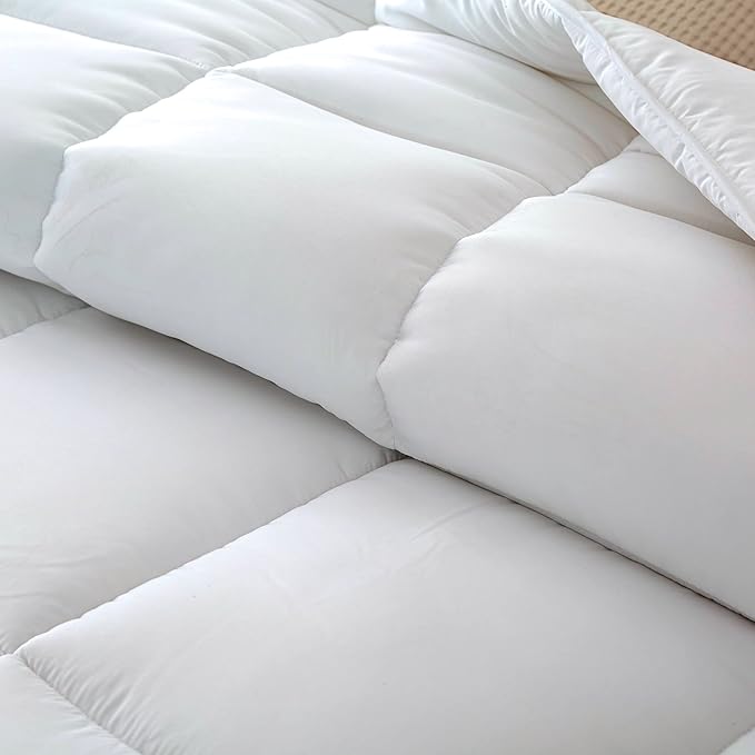 Dorrin Nessin Down Alternative Cal King 108x98 Comforter All Season Duvet Insert-Ultra Soft Double Brushed Microfiber Quilt Cover, Box Stitched with Corner Tabs (California King, White)