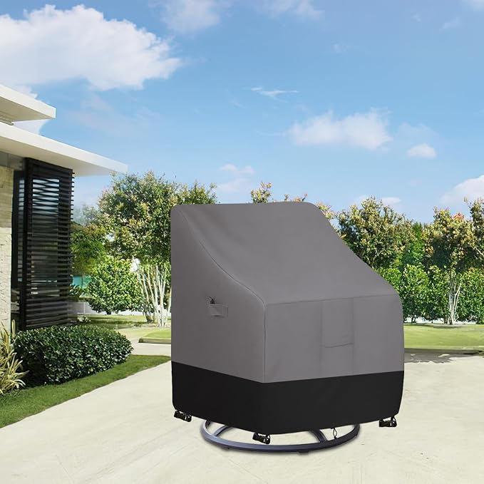 Easy-Going Outdoor Swivel Chair Cover Waterproof, Heavy Duty Patio Chair Cover, Windproof Outdoor Furniture Cover with Air Vent (2 Pack-28Wx33Dx38.5H inch, Gray/Black) - Image 2