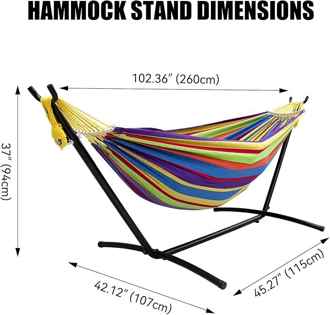 SZHLUX Double Hammock with Stand for Outside 450lb Capacity Steel Stand, Premium Carry Bag Included and Two Anti Roll Balance Beam - Image 6