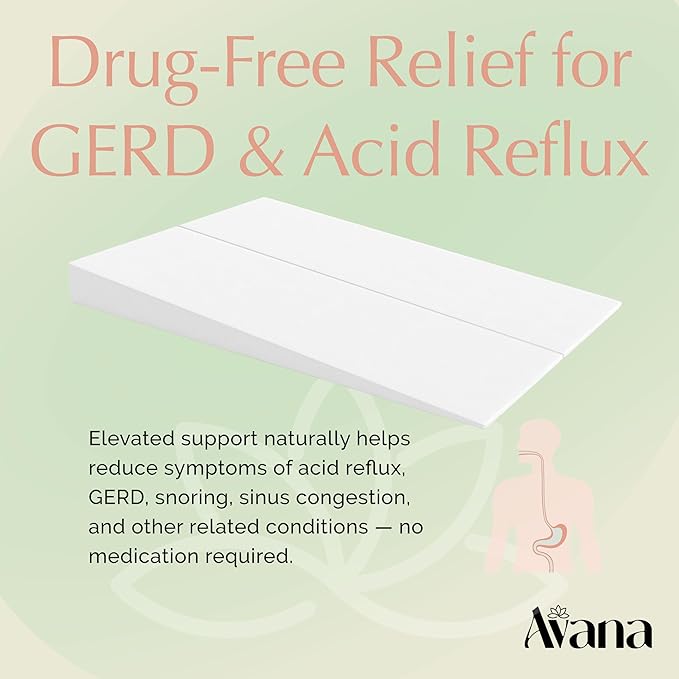 Avana Mattress Elevator - Under Bed 7-Inch Incline Foam Support - Riser for Acid Reflux, GERD, and Sleep Relief - Twin