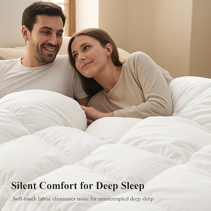 Globon Winter White Goose Down Comforter Queen Size,Down Duvet Insert,800 Fill Power,420 Thread Count Ultra Soft Noiseless Shell with Corner Tabs,White