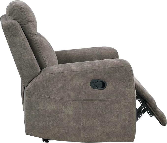 Lexicon Manual Recliner Chair, Textured Microfiber Reclining Sofa Chair, Home Theater Seating, Wall Hugger, Track Arms, Manual Recliner for Living Room/Office/Apartment, Easy Assembly, Brown