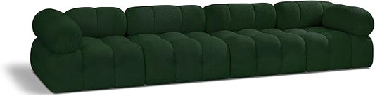 Meridian Furniture 611Green-S136A Ames Collection Modern | Contemporary Modular Sofa with Rich Green Boucle Fabric, Modular to Create Infinite Configurations, 136" W x 34" D x 28" H, Green