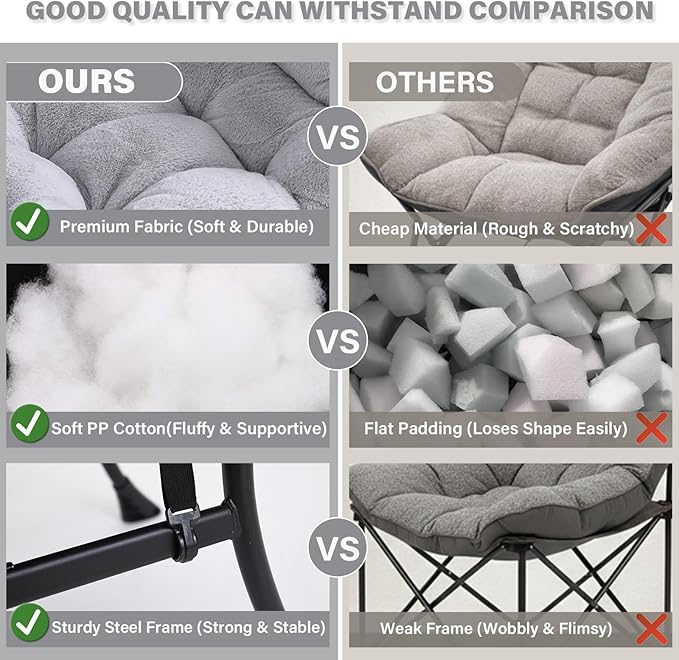 Plush Lazy Chair and Ottoman, Large Light Grey Contemporary Accent Chair with Side Pocket, Modern Leisure Upholstered Reading Armchair with Footrest for Office, Bedroom, Living Room, Balcony