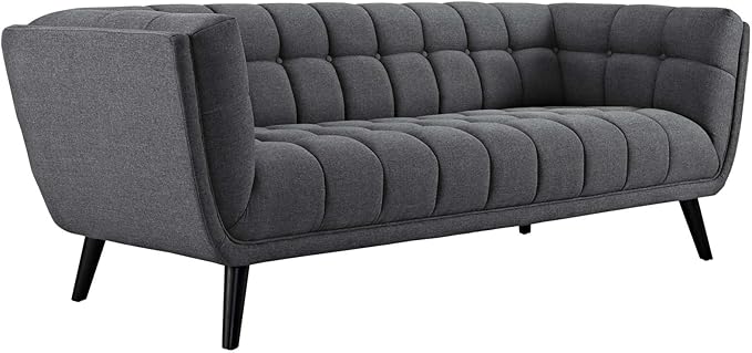 Modway Bestow Upholstered Fabric Button-Tufted Sofa In Gray