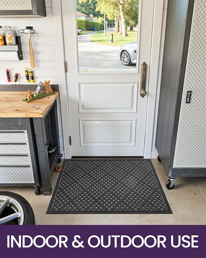 DEXI Front Door Mat Outside Entrance, 32x48 Entryway Rubber Back Doormat Heavy Duty, Non Slip Low Profile Welcome Entry Mats for Inside House Floor Exterior Patio, Grey - Image 9