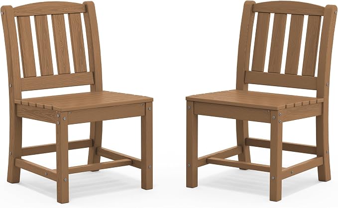 SERWALL Outdoor Dining Chairs Set of 2, All-Weather HDPE Patio Armless Chairs Suitable Outdoor Dining Table, Brown by SERWALL