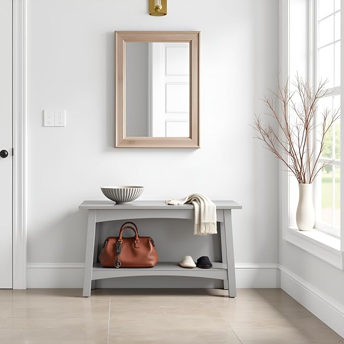 Craftsbury 36-Inch Wood Entryway Bench with Storage Shelf – Dove Gray Accent Bench for Entryway, Hallway, or Living Room – Small Space Seating with Farmhouse Charm by Alaterre Furniture - Image 8