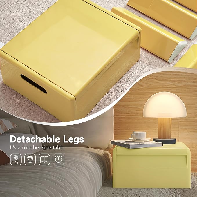 Nightstand Bedside Table with Storage Space, Multifunctional Colorful Plastic End Table Small Side Table for Bedroom, Dorm and Small Spaces, Easy Assembly(11.8" D x 15" W x 15.7" H, Yellow) - Image 7