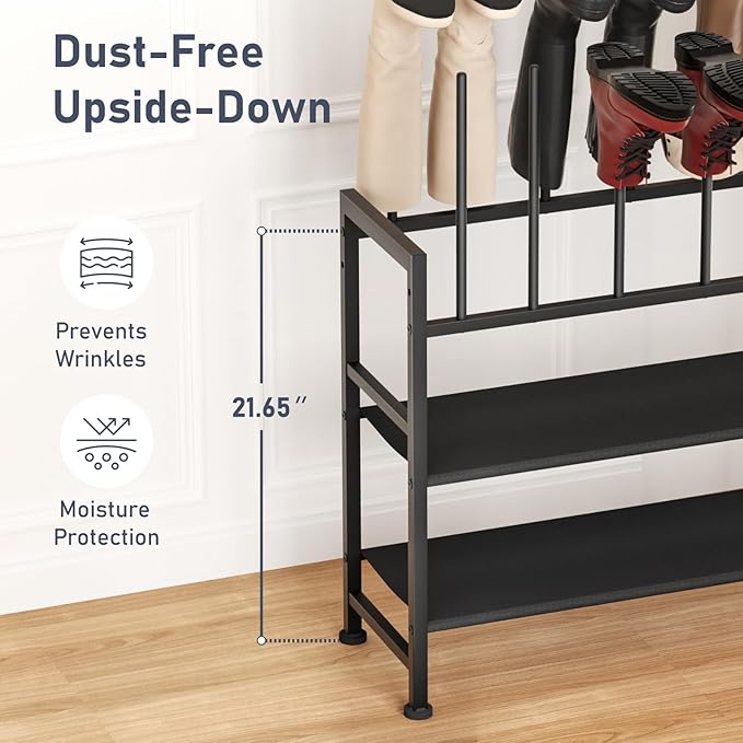 DIMJ Free Standing Shoe Racks - 4-Tier Boot Rack, Black Metal Boot Storage Organizer Tall Boots Organizer for Closet, Multiuse Shoe Rack for Boots, Sneakers,Fit for 6 Pairs Boots, Black - Image 5