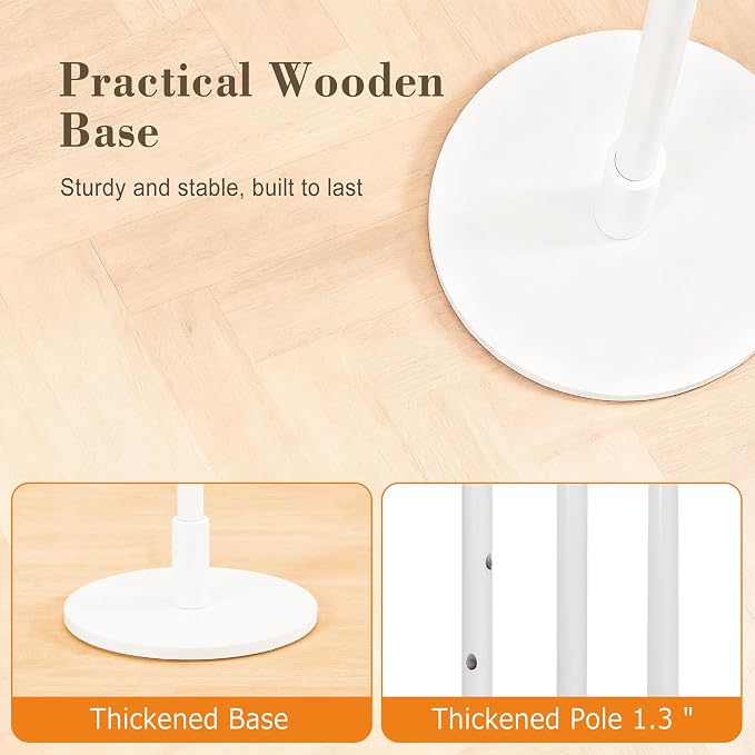 VECELO Coat Rack Freestanding, Entryway Hanger Stand, Umbrella Holder, Hall Tree With Hooks, Floor Standing Metal Tree Stand,White - Image 5