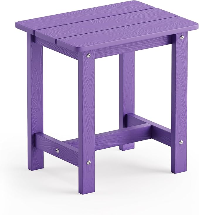 LUE BONA Outdoor Side Table, HDPS Small Outdoor Adirondack Side Tables, Outside End Table for Patio, Porch, Deck, Pool, Weather Resistant/Easy Maintenance,Purple by LUEBONA
