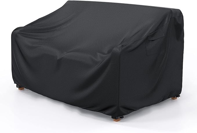 Heavy Duty Patio Sofa Cover Waterproof, Mrrihand 2-Seater Outdoor Sofa Loveseat Cover, Outdoor Patio Furniture Cover with Air Vent and Handles, 60" W×34" D×30" H, Black by Mrrihand