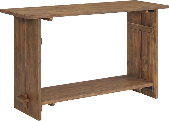 Alaterre Furniture Bethel Console Table with Lower Shelf for Storage – Rustic Farmhouse 52-Inch Solid Wood Sofa Table for Living Room, Mudroom, Foyer or Hallway (Natural Aged Brown) - Image 9