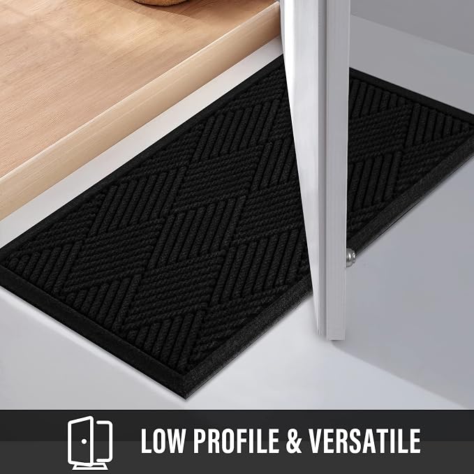 HIYARD Durable Front Door Mat, Absorbent Muddy Dirt Resist Welcome Door Mats Outdoor Indoor, Stain and Fade Resistant, Non-Slip Rubber Backing Low Profile Doormat for Entryway, 30??17, Black - Image 6