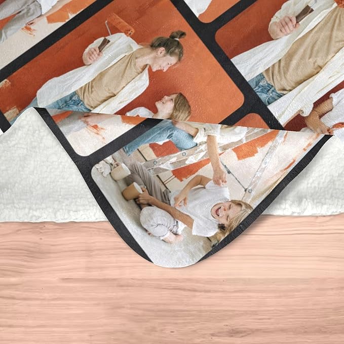 inkArts Custom Blankets with Photos for Family, Personalized Picture Blanket, Customized Blankets with Picture as Gifts for Chrimstas Birthday Mothers Day Fathers Day