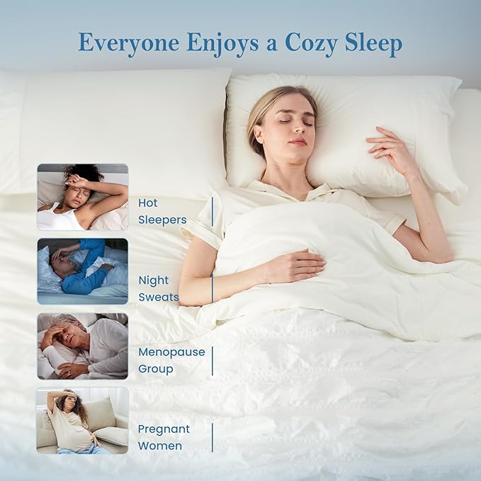 Cozy Bliss Cooling Comforter Seersucker Plaid Twin Size, Q-Max 0.45 Lightweight Cooling Blanket, Breathable Silk Smooth Summer Bedding Quilt for Hot Sleepers Night Sweats White