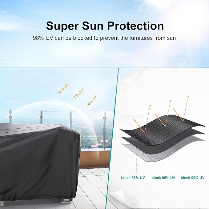 Patio Furniture Covers, Heavy Duty 600D Outdoor Furniture Cover Waterproof, Sectional Sofa Set Covers Table and Chair Set Cover, 78"L×62"W×30"H - Image 4