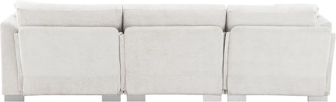 Deep Seat Oversized L Shaped Modular Sectional Sofa with Extra Wide Chaise, 4 Seater Cloud Lounge Sofa Corner Couch with Metal Legs and Detachable Cushions for Living Room Apartment, Chenille Fabric