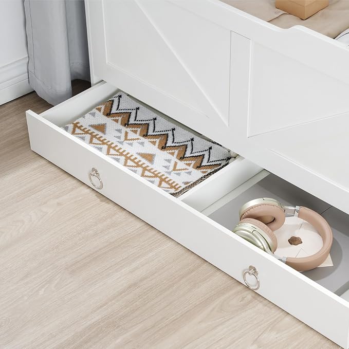 HOOBRO Storage Chest, 39.3" Toy Chest with Drawer, Wooden Storage Bench, Sturdy Entryway Bench Supports 220 lb, Shoe Bench, Safety Hinge, U-Shaped Opening, Easy Assembly, White WT710CW01G1 - Image 5