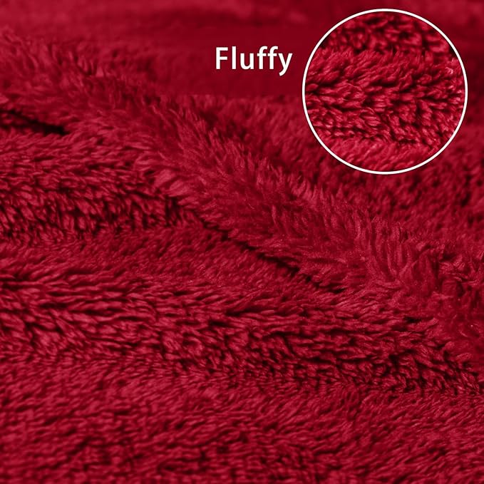 Exclusivo Mezcla Soft Fleece Throw Blanket for Couch, Super Soft Velvet Plush Fleece Blankets, Fuzzy Cozy and Warm for Winter, 50x60 Inches, Deep Red