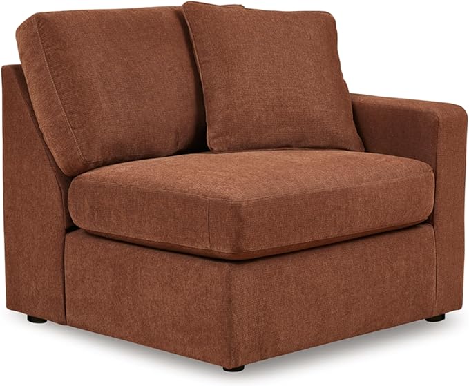 Signature Design by Ashley Modmax Urban L-Shaped Left-Arm Facing Modular Stain Resistant 3-Piece Sectional with Chaise, Reversible Cushions and 2 Accent Pillows, Orange