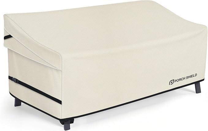Porch Shield Patio 3-Seater Sofa Cover - Waterproof Outdoor Couch Deep Seat Sofa Cover 86W x 38D x 35H inch, Beige by PorchShield