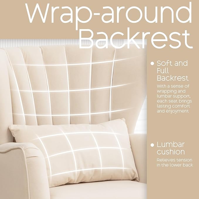 Modern Accent Chair Comfy Wingback Armchair with Pillow Upholstered Shell Accent Chair Reading Chair for Bedroom, Living Room, Small Spaces,Dressing Room Beige