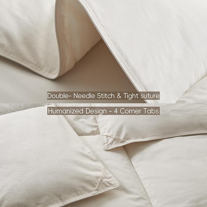 puredown® Goose Feather Down Fiber Comforter Full/Queen Size - 100% Organic Cotton Cover All Season Duvet Insert, Breathable Fluffy Warmth Hotel Luxury Bedding Comforter (88"x90")